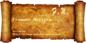 Frommer Melitta névjegykártya